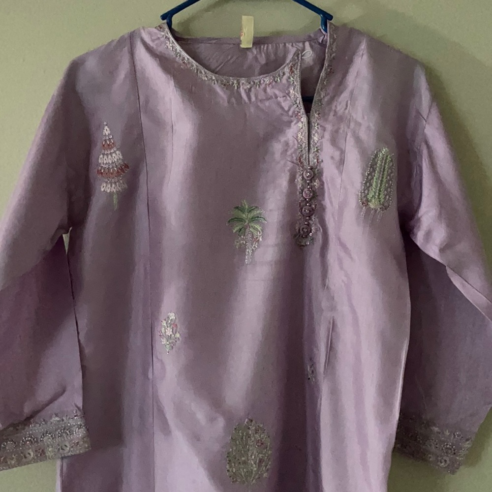 Lavender Lilac Raw Silk Shalwar Kameez
